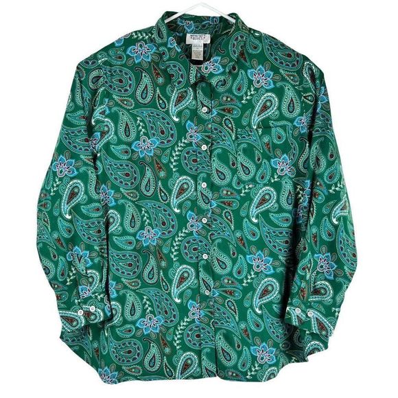 Mainstreet Blues Paisley Print Button Shirt Plus Size 2X Thick Long Sleeve - Picture 1 of 7
